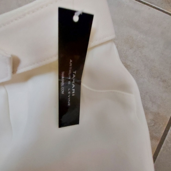 Tahari Cream Straight Leg crop belted pants Size 16 - Picture 10 of 12